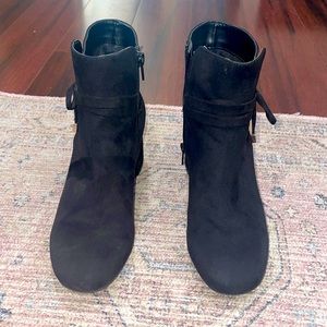 Gently worn black booties